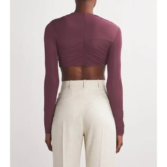 Christopher Esber Venus Long Sleeve Crop Top in Mahogany 2 New Womens Blouse - Picture 13 of 16